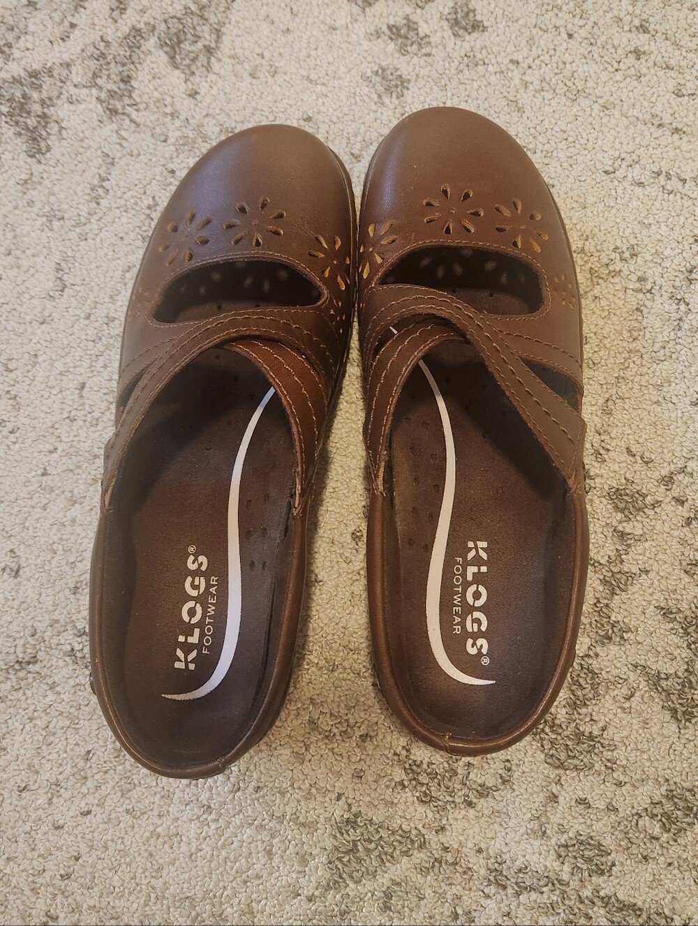 Klogs Brown Leather Mary Jane Slip-On Shoes - Picture 2 of 11